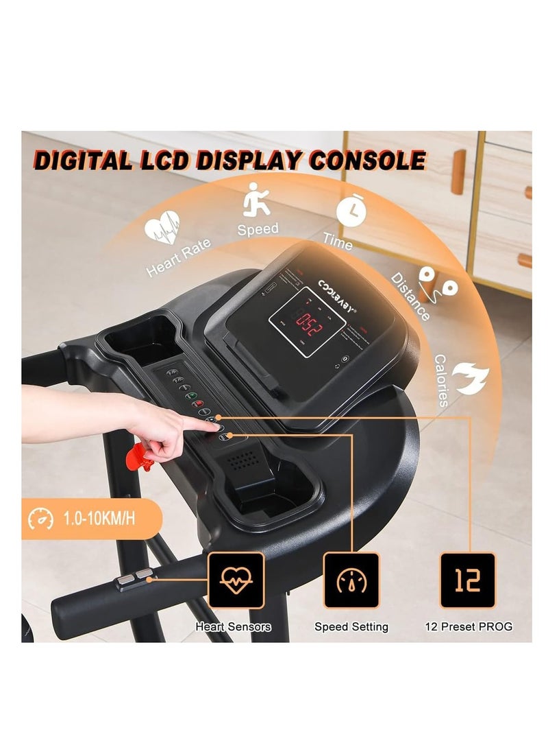 Cool Baby Style - COOLBABY Folding Treadmill,1.5HP Portable Treadmill with Manual Incline,Easy Assembly Fitness Running Jogging Machine for Home Office,12 Preset Programs,Speed 1.0-10KM/H - Image 1