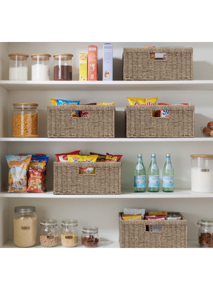 GOGOGO Large Wicker Baskets for Organizing, Seagrass Storage Basket with Built-in Handles for Pantry, Entryway, Living Room, 1 Pack - Image 4