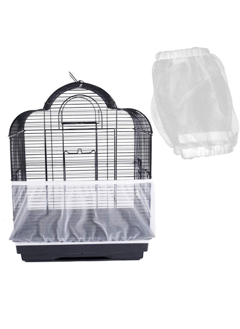 Y&D - Bird Cage Cover, Adjustable Net Skirt Netting for Polygonal Parrots Pachyderms and Other Gauze Cover Stretch Shell Guard (perimeter 132cm, White) - Image 1