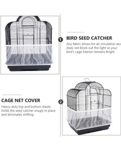 Y&D Bird Cage Cover, Adjustable Net Skirt Netting for Polygonal Parrots Pachyderms and Other Gauze Cover Stretch Shell Guard (perimeter 132cm, White)  - Image 3