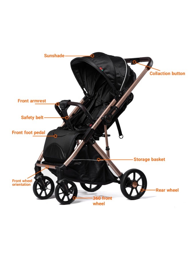 Cullar Premium Baby Stroller – Lightweight, Compact, Ergonomic Reclining Seat, Smooth Suspension, One-Hand Fold, Adjustable Sunshade, Large Storage Basket, Parent-Friendly Features & Comfort - Image 4
