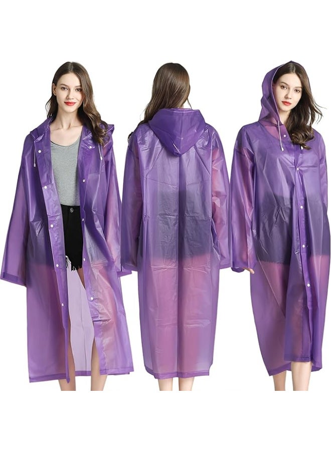 Reusable Adults Raincoats,Rain Ponchos with Hood Drawstring, Lightweight Rain Coat Waterproof 145LX68CM (Purple) - Image 4