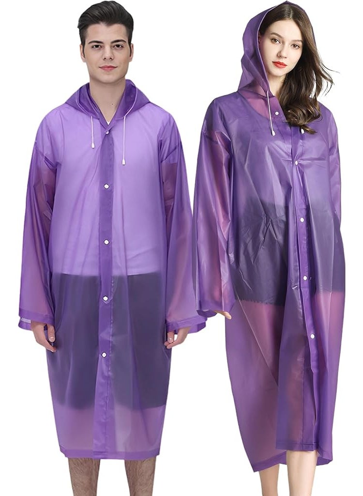 Reusable Adults Raincoats,Rain Ponchos with Hood Drawstring, Lightweight Rain Coat Waterproof 145LX68CM (Purple) - Image 1