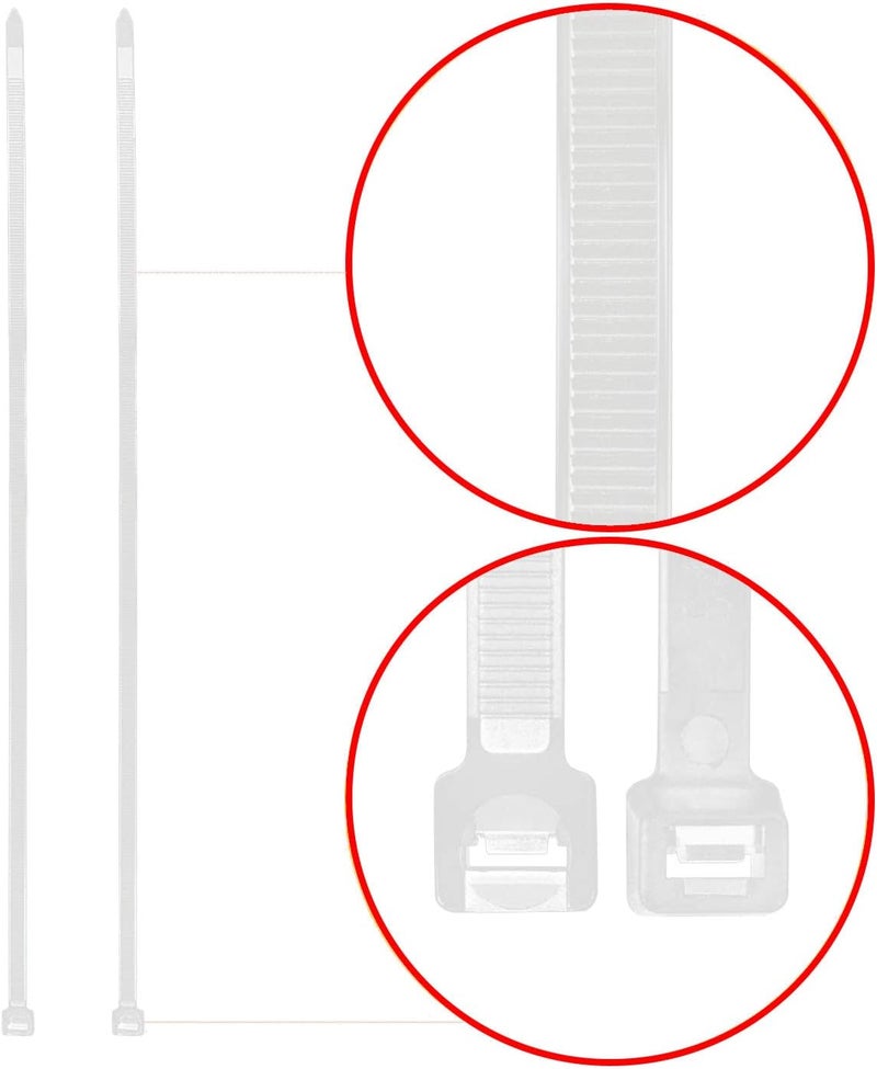 Superun Heavy Duty Zip Ties 24 Inch, Strong Large White Zip Ties 120 Lbs Tensile Strength Selflocking Wire Ties (Industrial Grade Cable Ties) Pack of 50 Clear - Image 2