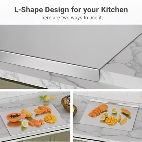 Cintrotech Premium Stainless Steel Chopping Board 35.5 x 31 cm | Food Grade, Rust-Free, Non-Slip Cutting Board | Round Edge, Counter Top, for Vegetables, Meat, Fish, Fruits, Kitchen Use - Image 3