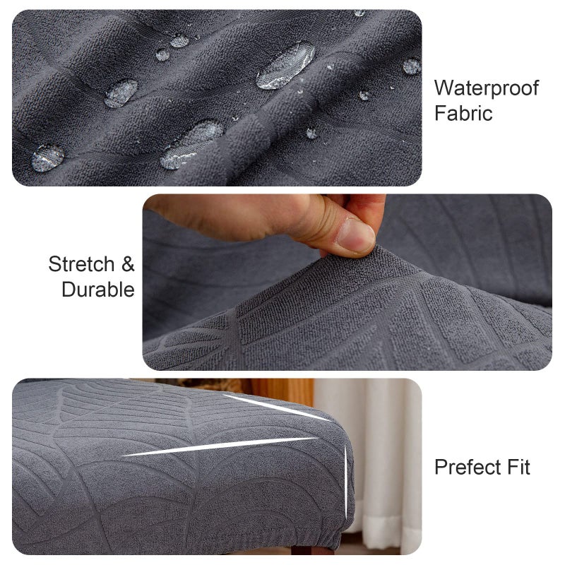 Genina Waterproof Chair Covers for Dining Room, Stretch Jacquard Dining Chair Slipcovers Removable Washable Chair Protector for Kitchen, Hotel, Restaurant (Leaves-Dark Gray, 6 PCS) - Image 3