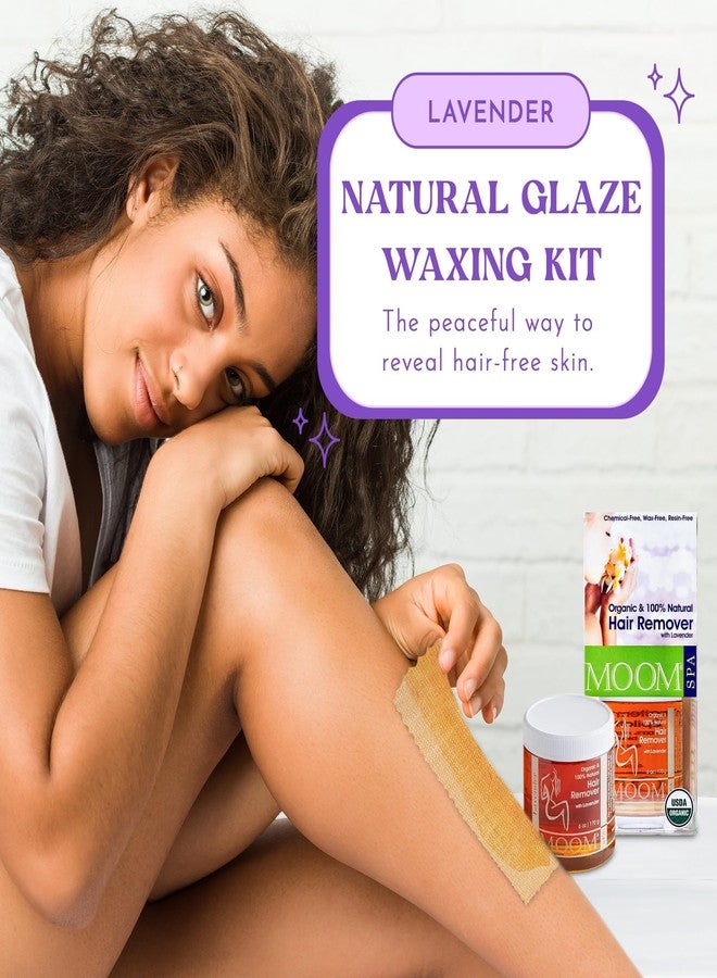 MOOM - Glaze Waxing Kit with Lavender, 6 oz Jar Sugar Wax Kit with 18 Reusable Fabric Strips, Alternative to Wax Strips & Laser Hair Removal for Women/Men, For Whole Body, Bikini & Face - Image 2