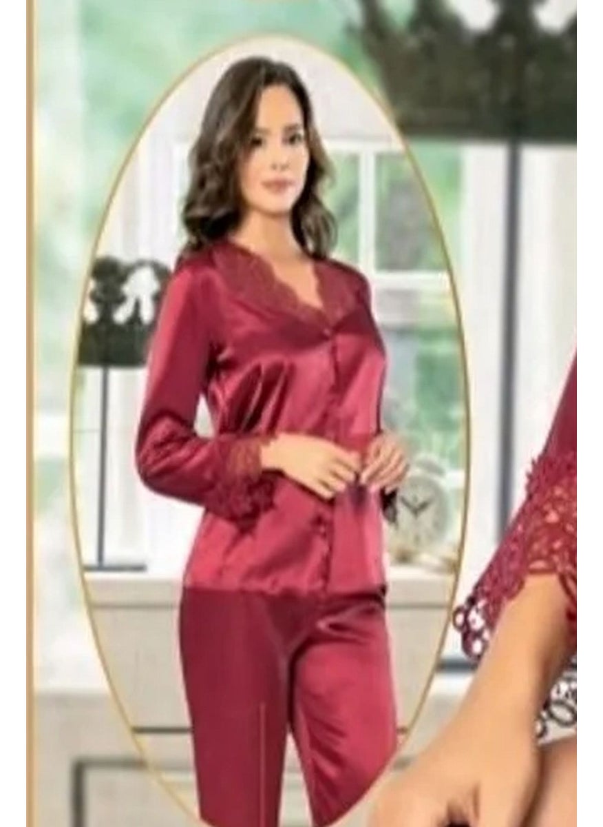 X-Ses - Xses 1001 Women's Dowry Satin Set of 6-Burgundy - Image 1
