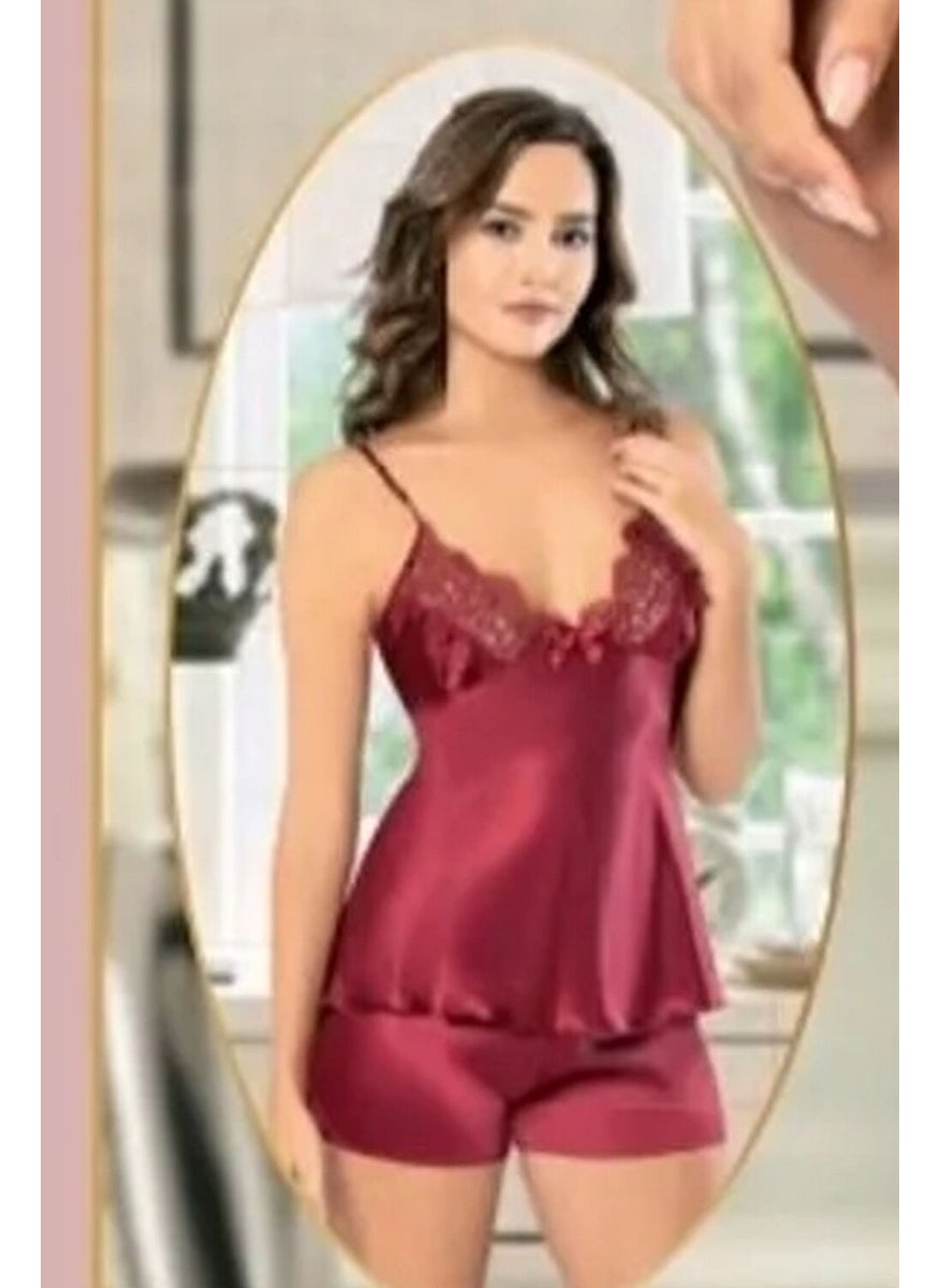 X-Ses - Xses 1001 Women's Dowry Satin Set of 6-Burgundy - Image 1