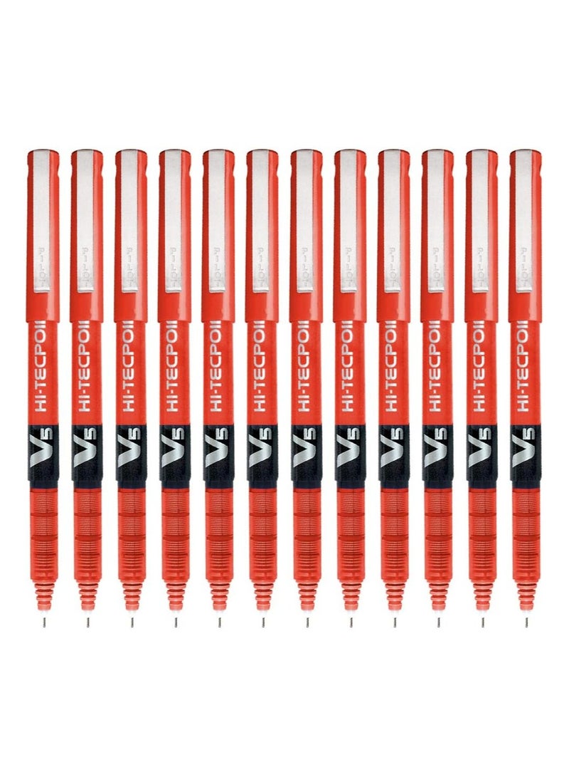 Pilot Hi-Tecpoint V5 Pen Red (Pack of 12) - Image 1