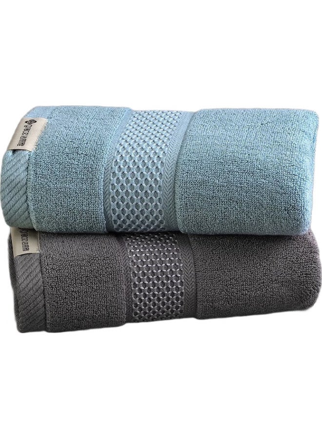 Grace Five-Star Hotel Large Towel, Pure Cotton, Thickened, Absorbent, Face Towel, Long-Staple Cotton, Blue + Gray, 145G/Piece - Image 3