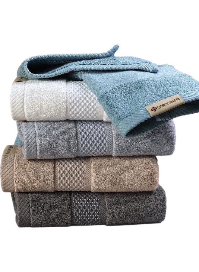 Grace Five-Star Hotel Large Towel, Pure Cotton, Thickened, Absorbent, Face Towel, Long-Staple Cotton, Blue + Gray, 145G/Piece - Image 2