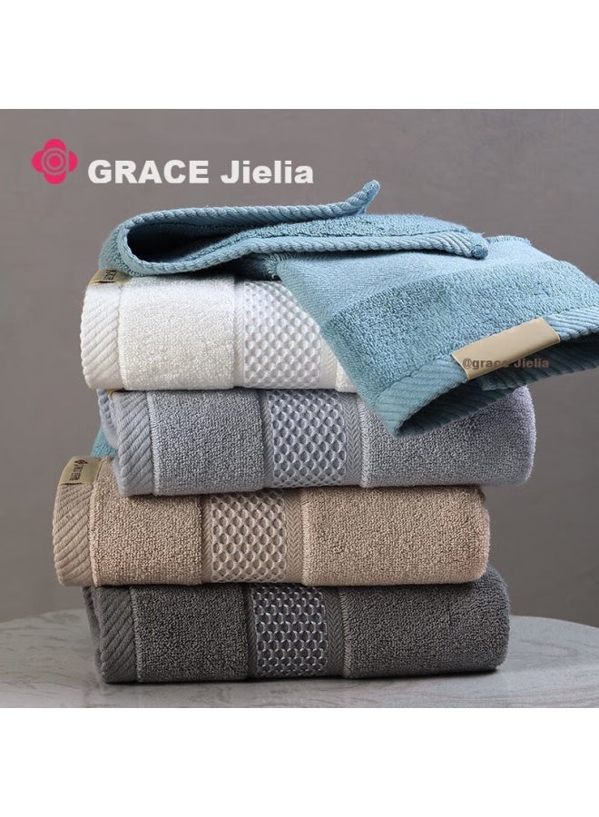 جريس فندق Grace Five-star منشفة كبيرة، قطن نقي، مكثفة، ماصة، منشفة وجه، قطن طويل التيلة، أزرق + رمادي، 145 جرام/قطعة - Image 4