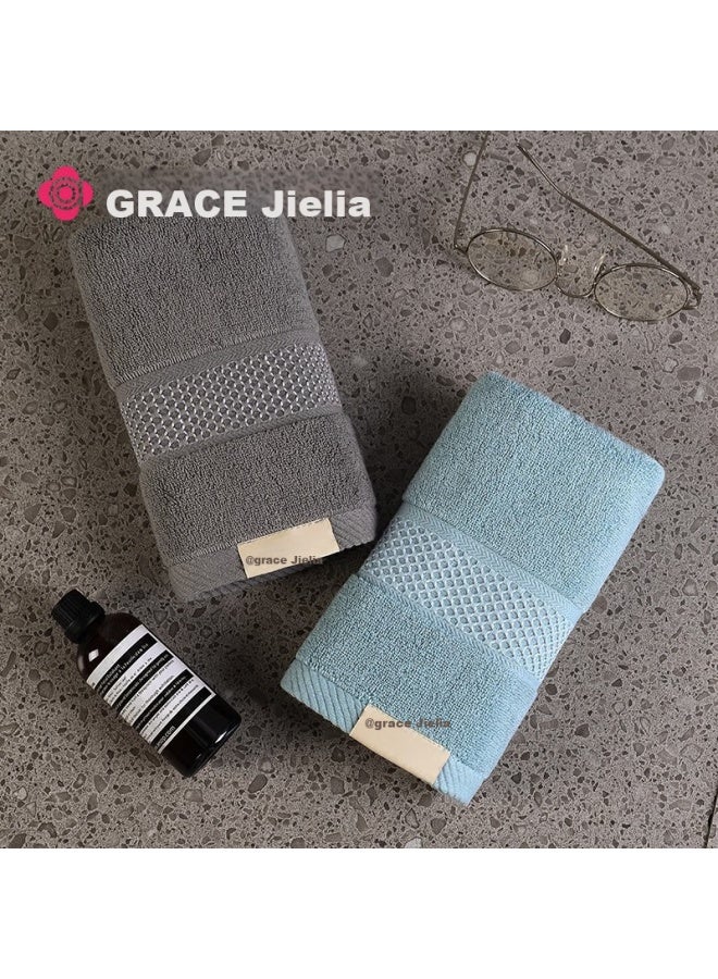 جريس فندق Grace Five-star منشفة كبيرة، قطن نقي، مكثفة، ماصة، منشفة وجه، قطن طويل التيلة، أزرق + رمادي، 145 جرام/قطعة - Image 3