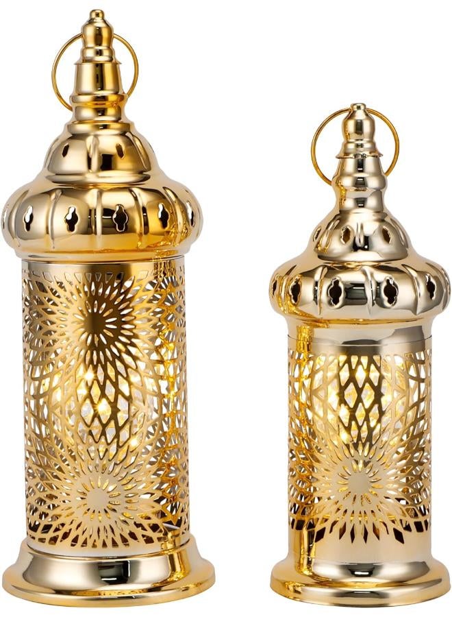 مجموعة من 2 فانوس رمضان معدني عتيق - Image 1