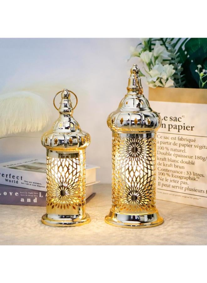 مجموعة من 2 فانوس رمضان معدني عتيق - Image 4