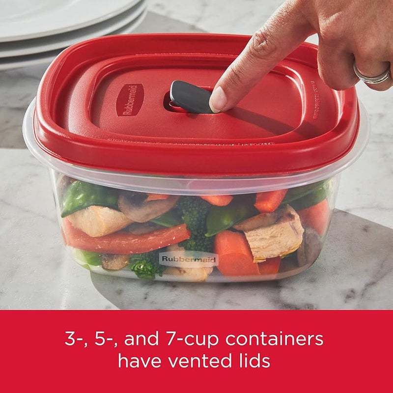 Rubbermaid 16-Piece Food Storage Containers with Lids and Steam Vents, Microwave and Dishwasher Safe, Red - Image 5