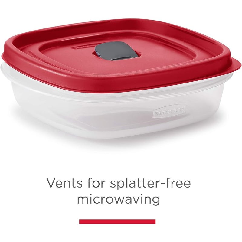 Rubbermaid 16-Piece Food Storage Containers with Lids and Steam Vents, Microwave and Dishwasher Safe, Red - Image 2