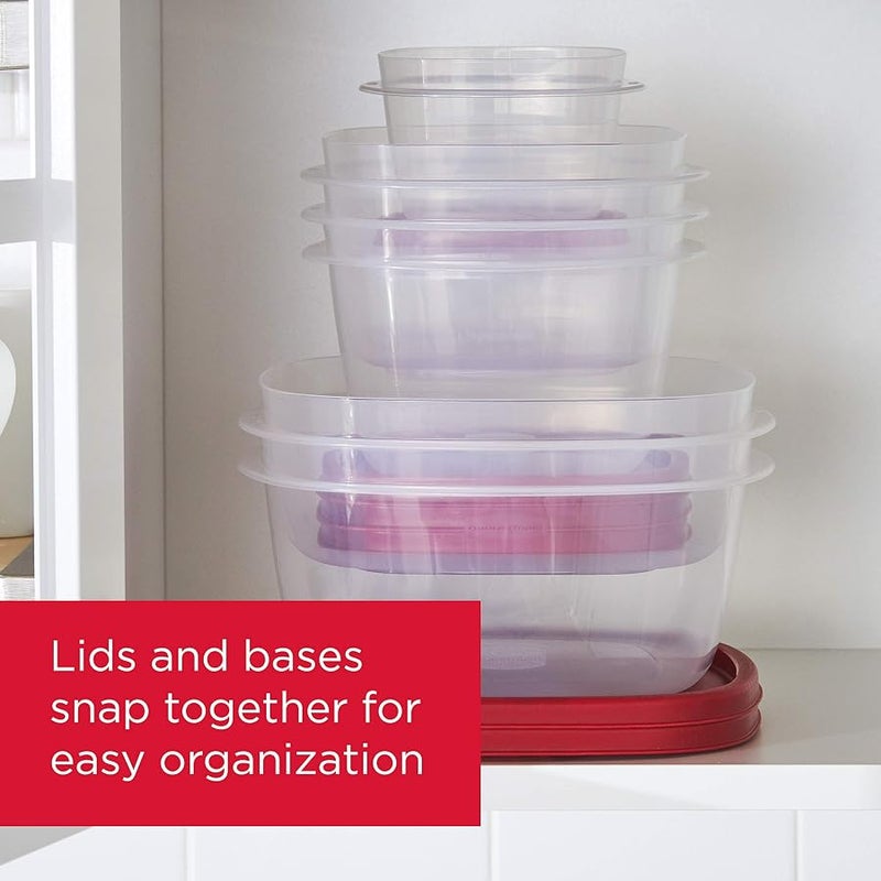 Rubbermaid 16-Piece Food Storage Containers with Lids and Steam Vents, Microwave and Dishwasher Safe, Red - Image 4