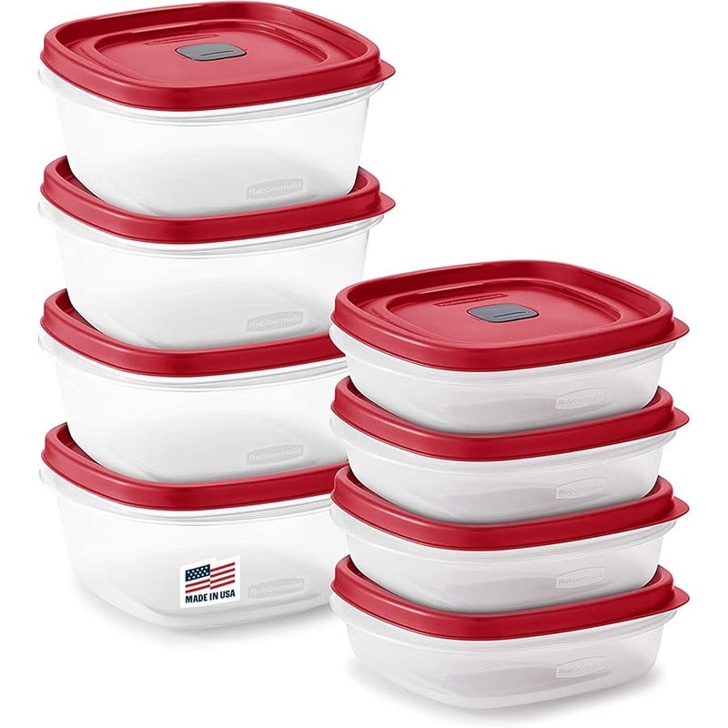 Rubbermaid 16-Piece Food Storage Containers with Lids and Steam Vents, Microwave and Dishwasher Safe, Red - Image 1