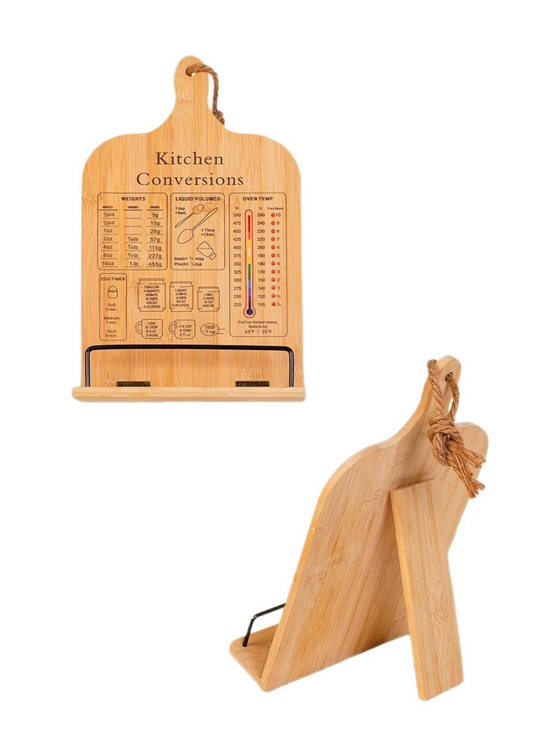 LOOPITYS Cookbook Stand Recipe bookshelf Holder with Measurement Conversion Chart ，Sturdy angle-adjustable wooden recipe stand Cookbook Stand for Kitchen Counters, Essential Accessories for Holding Cookbooks - Image 5