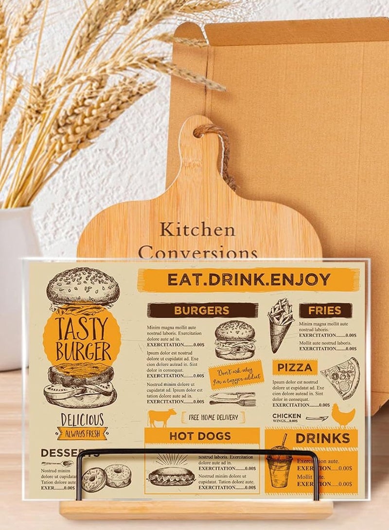 LOOPITYS Cookbook Stand Recipe bookshelf Holder with Measurement Conversion Chart ，Sturdy angle-adjustable wooden recipe stand Cookbook Stand for Kitchen Counters, Essential Accessories for Holding Cookbooks - Image 2