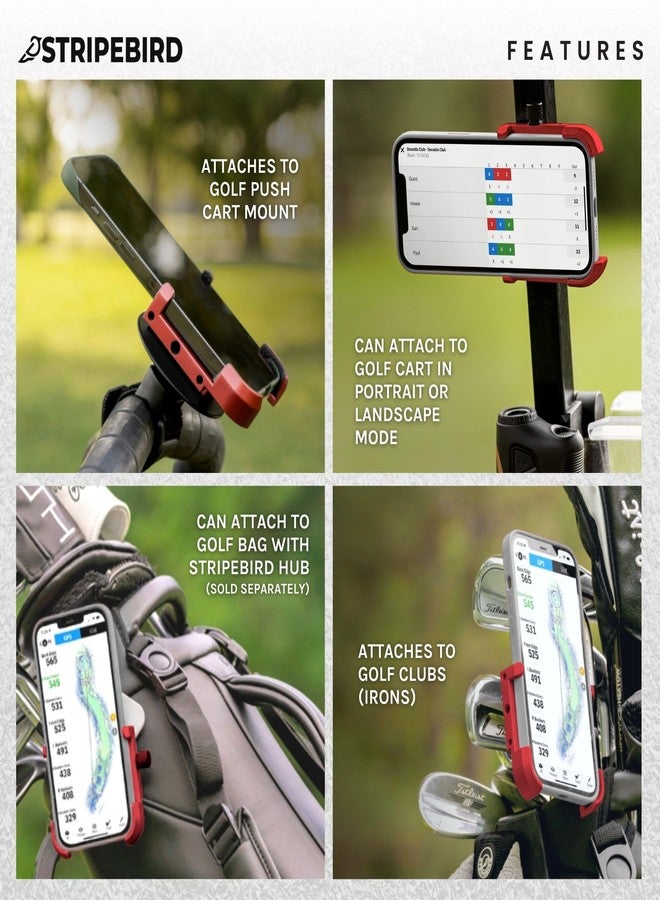 Stripebird - Original Magnetic Golf Cart Phone Holder (Red) - Cell Phone Holder with Neodymium N52 Magnets - Golf Caddy - Golf Cart Mount for iPhone, Samsung & Others - Image 3