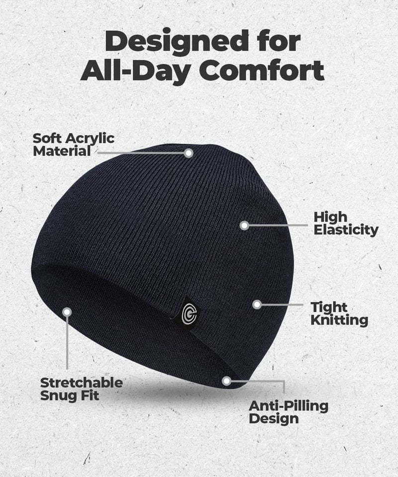 Revony Original Beanie Cap - Soft Knit Beanie Hat - Warm and Durable (Navy) - Image 4