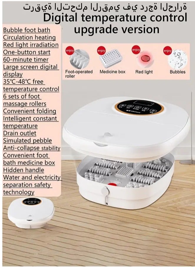 Snooe Foot spa massager, foot bath with heating, digital temperature control, bubbles, and foot massage rollers, fast heating - Image 1