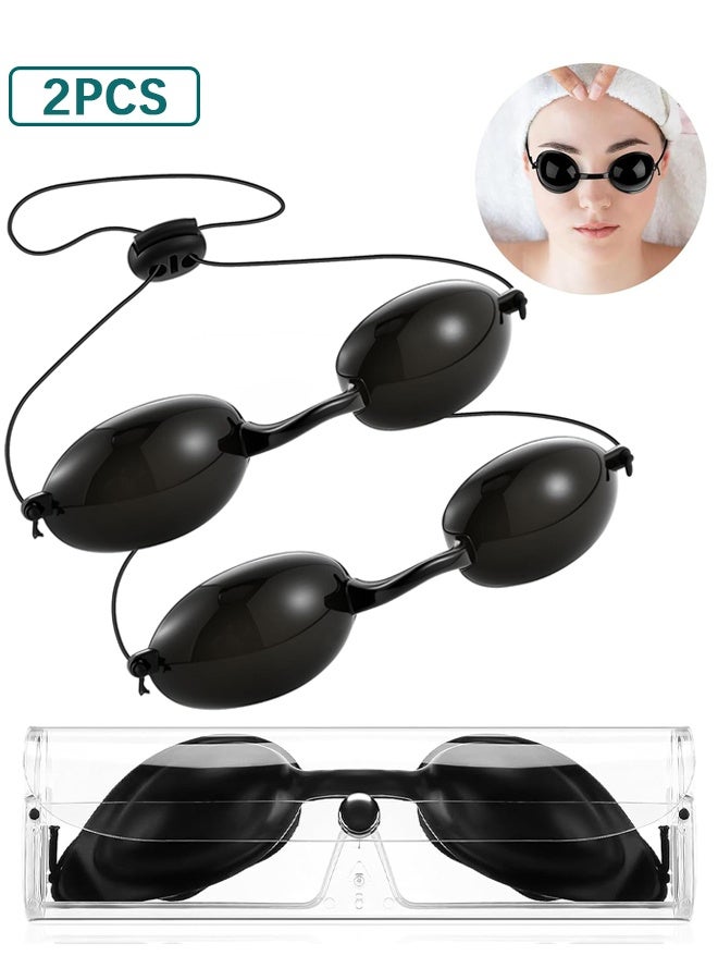 Wffo 2 Pcs Laser Safety Glasses - Red Light Therapy & Laser Hair Removal Treatment - Aesthetic Patient Protection Glasses IPL, LED, UV Lamp Treatment - Black/With Storage Box - Image 1