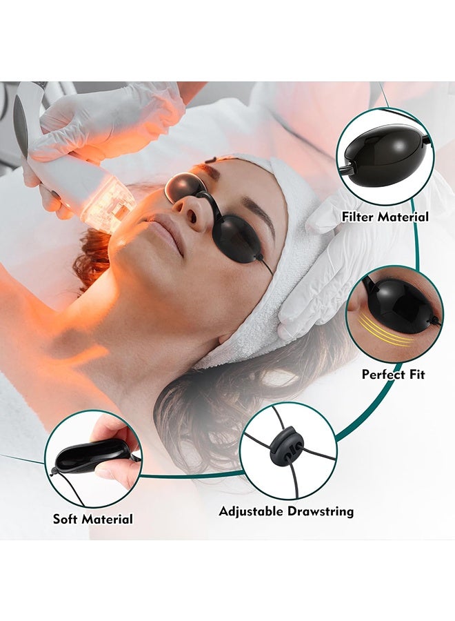 Wffo 2 Pcs Laser Safety Glasses - Red Light Therapy & Laser Hair Removal Treatment - Aesthetic Patient Protection Glasses IPL, LED, UV Lamp Treatment - Black/With Storage Box - Image 5