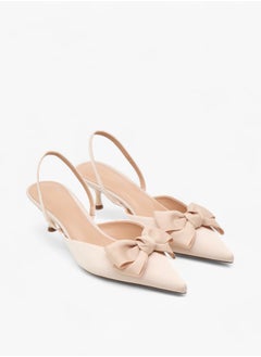 Celeste Women's Bow Accent Slingback Shoes with Kitten Heels  - Image 1