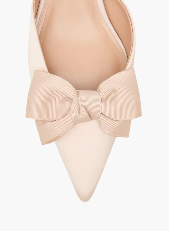سيليست Women's Bow Accent Slingback Shoes with Kitten Heels