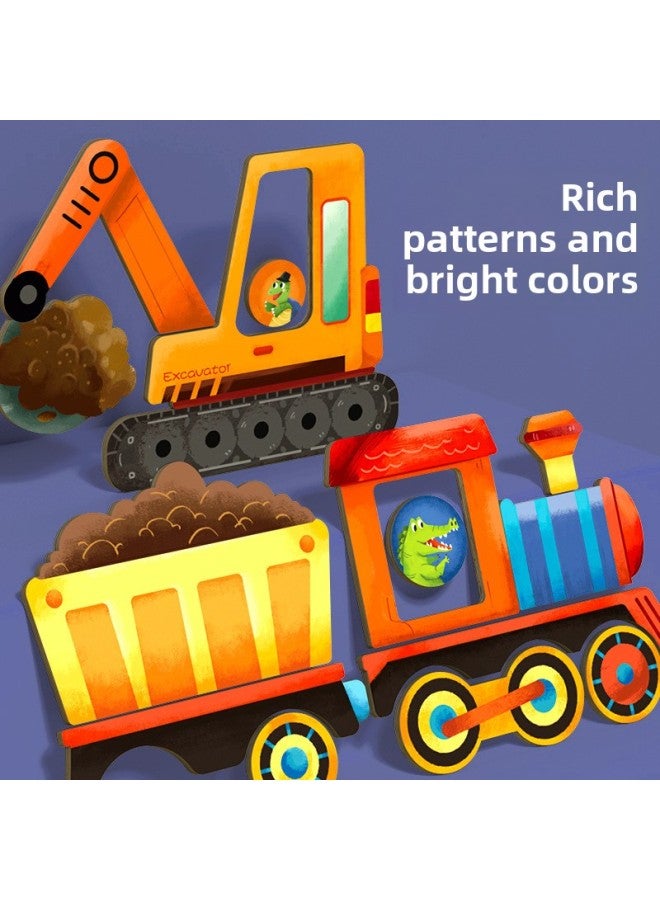 Domiba Early Education Magnetic Children's Puzzle 2-3-4-6 Years Old Cognitive Baby Early Education Educational Toys Paper Puzzle-Color:Engineering Vehicle Magnetic Sticker (Suitable For 2-5 Years Old Baby) Traffic Cognition - Image 5