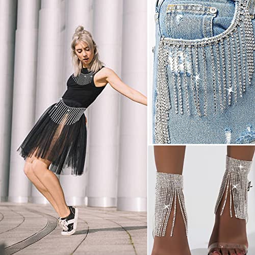 ALEXCRAFT Rhinestone Fringe Trim Rhinestones Tassel Chain Diamond Crystal Tassel Fringe Trim for Sewing Crafts Decoration Clothing Accessories（1 Yard） - Image 2