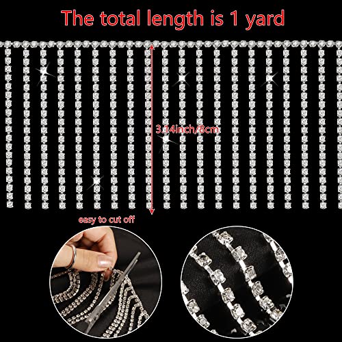 ALEXCRAFT Rhinestone Fringe Trim Rhinestones Tassel Chain Diamond Crystal Tassel Fringe Trim for Sewing Crafts Decoration Clothing Accessories（1 Yard） - Image 3