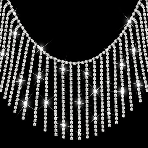 ALEXCRAFT Rhinestone Fringe Trim Rhinestones Tassel Chain Diamond Crystal Tassel Fringe Trim for Sewing Crafts Decoration Clothing Accessories（1 Yard） - Image 1