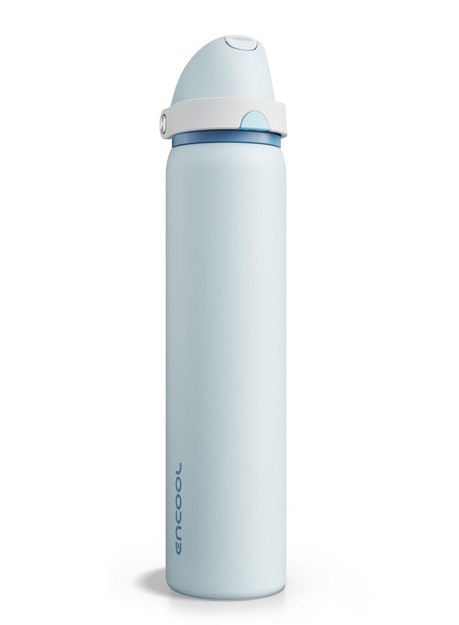 ENCOOL Insulated Water Bottle with Straw - Encool Stainless Steel Water Bottle with Push Button Lid, Leak-Proof & BPA-Free, Keeps Cold for 24 Hours for Sports, Travel, Gym (32 oz, Jungle Mist) - Image 1