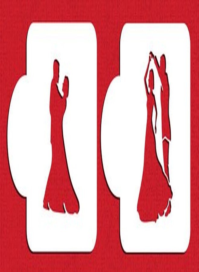 ديزاينر ستينسلز استنسل مصمم لزوجين راقصين، بيج/شبه شفاف - Image 2