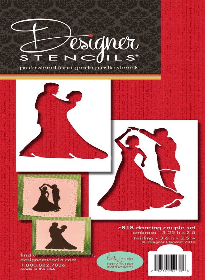 ديزاينر ستينسلز استنسل مصمم لزوجين راقصين، بيج/شبه شفاف - Image 1