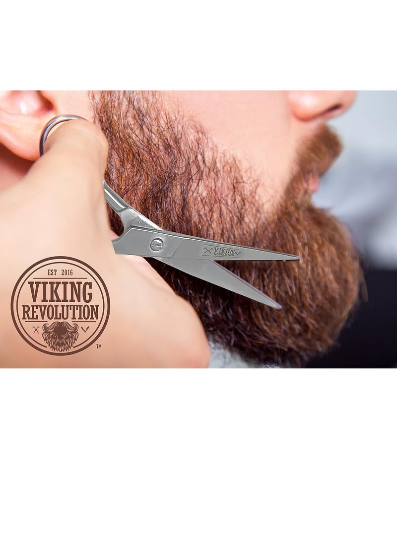 Viking Revolution Viking Revolution - Beard and Mustache Scissors w/Comb and Synthetic Leather Case Professional Sharp Surgical Grade Steel for Trimming, Grooming, Cutting Mustache, Beards & Eyebrows Hair  - Image 3
