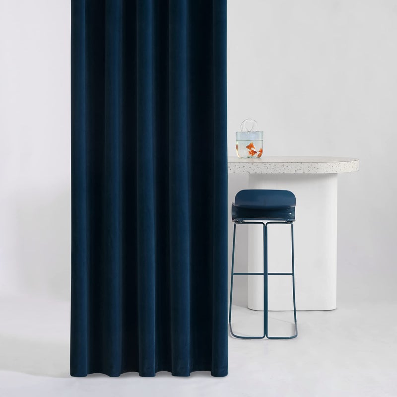 Mumfas Blackout Velvet الأزرق الستائر الستائر بطول 84 بوصات - لوحات ستائر حرارية ناعمة فائقة لغرفة غرفة المعيشة (W52 x L84 علامات التبويب وجيب الجيب الأزرق 2 لوحات) - Image 5