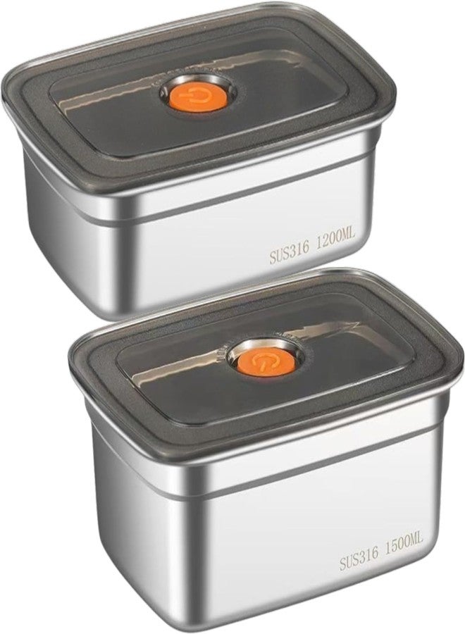 Turbid food storage Stainless Steel Snack Containers for Kids, Easy Open Leak Proof Metal Toddler Snack 1200 ML & 1500 ML with Airtight Lids, SUS 316 steel Metal Lunch Box for School, Travel(2) - Image 1