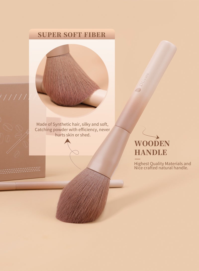 دي يو كير طقم فرش مكياج ١٢ قطعة سلسلة القهوة - فرش أساس وبودرة وظلال مع إسفنجة وبودرة - Image 4