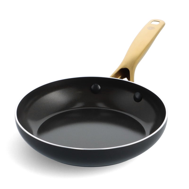 Blue Diamond 8 Nonstick Frying Pan Skillet Diamond Infused PFAS PTFEFree Ceramic Pot Dishwasher Oven Safe Gold Handle Induction Non Toxic Metal Utensil Safe Egg Omelet Pan Black - Image 2