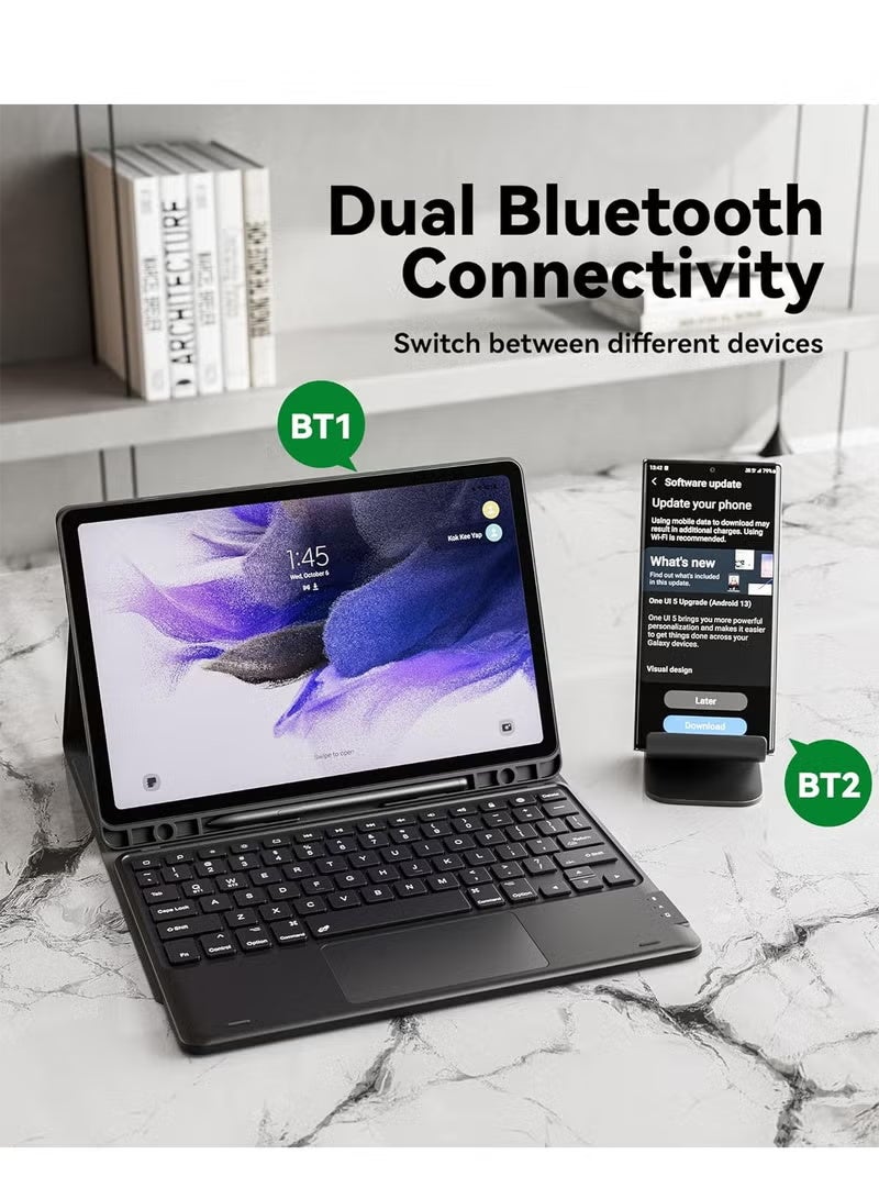 Keyboard Case for Samsung Galaxy Tab  S9 FE 5g Case with Keyboard, Galaxy Tab S9 Keyboard Case, 7 Color Backlit Touchpad Keyboard with Pencil Holder, Magnetic Detachable, for Galaxy Tab S9 FE 10.9/S9 11, - Image 2