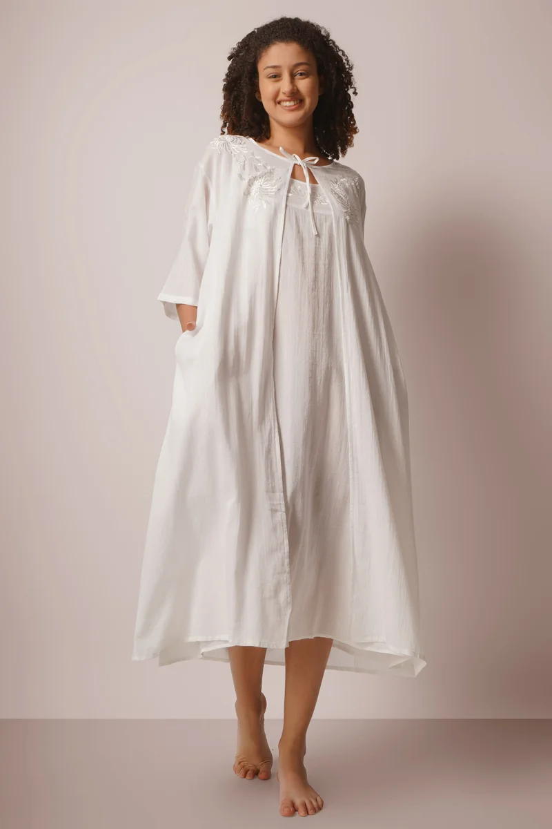 After Dark Samantha, Embroidered Nightdress and Gown