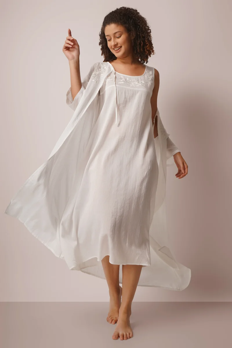 After Dark Samantha, Embroidered Nightdress and Gown