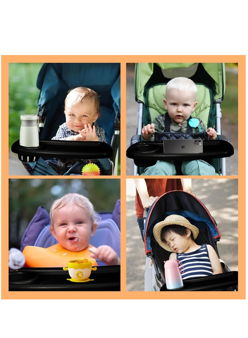 Excefore 3 in 1 Universal Stroller Snack Tray, Universal Snack Tray with Cup Holder Phone Holder for Stroller, Non Slip Clip Firmly Grip Stroller Bar, Stroller Tray for Watch Video On The Go - Image 5