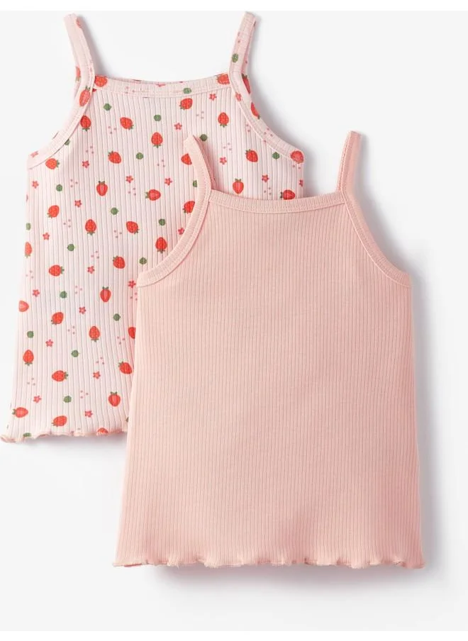 جون June Girls 2-PackEmbroidered Tank Top Pink - Light Pink